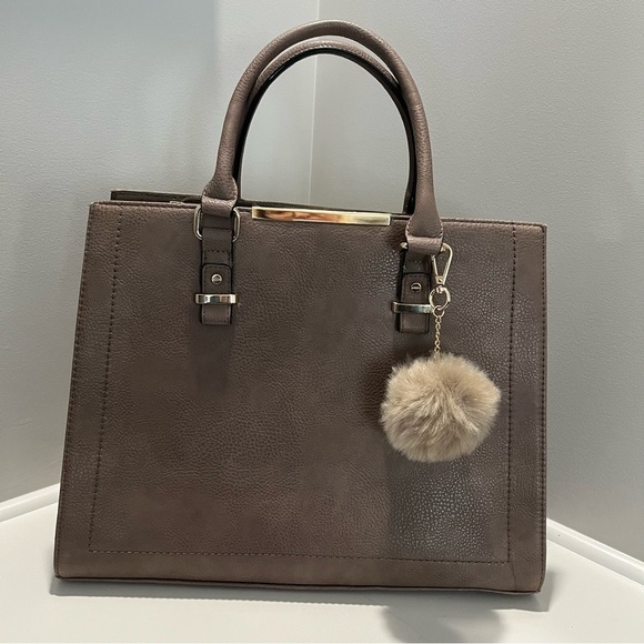 Call It Spring Handbags - Call It Spring Top Handle Tote with Crossbody Strap Vegan Leather Taupe